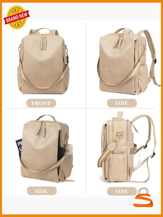 PU Leather Large Backpack Purse Travel Convertible Satchel Laptop Bag